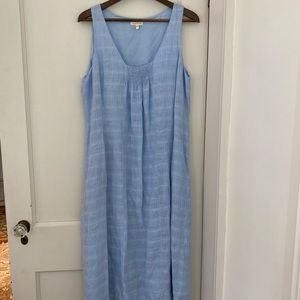 Eileen Fisher blue sleeveless maxi dress size large